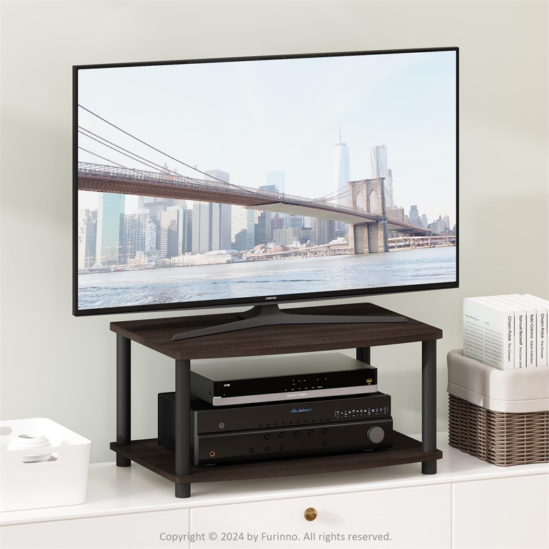 Pemberly Row Turn-N-Tube Wood Elevated TV Stand for TV up to 25