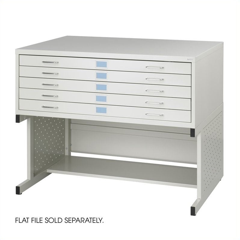 Pemberly Row Modern High Cabinet Base for Medium File Cabinet in Stainless Steel
