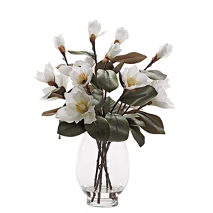 Pemberly Row Modern / Contemporary White Magnolias in Socle Vase