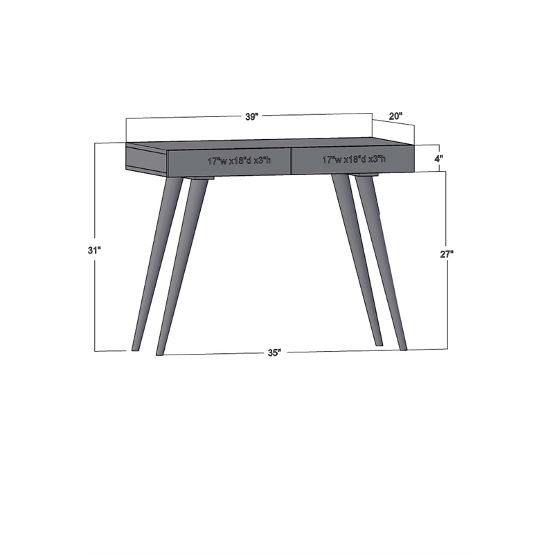 Pemberly Row Contemporary 39 inch Office Desk in Natural finish