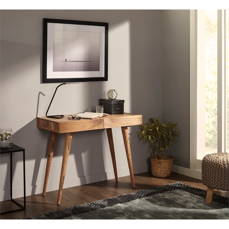 Pemberly Row Contemporary 39 inch Office Desk in Natural finish