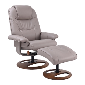 Pemberly Row Contemporary Gray Swivel Recliner with Matching Ottoman
