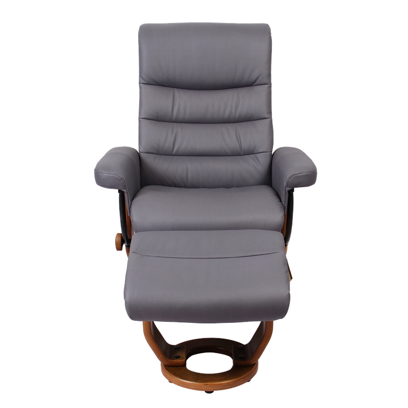 Pemberly Row Contemporary Gray Swivel Recliner with Matching Ottoman