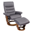 Pemberly Row Contemporary Gray Swivel Recliner with Matching Ottoman