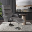 Pemberly Row Contemporary Charcoal Swivel Recliner with Matching Ottoman