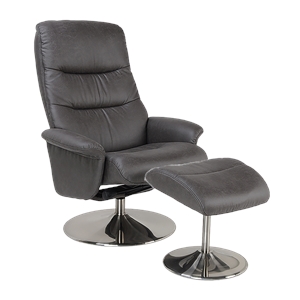 Pemberly Row Contemporary Charcoal Swivel Recliner with Matching Ottoman