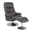 Pemberly Row Contemporary Charcoal Swivel Recliner with Matching Ottoman