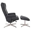 Pemberly Row Contemporary Black Leather Recliner with Matching Ottoman