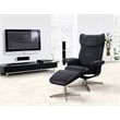 Pemberly Row Contemporary Black Leather Recliner with Matching Ottoman