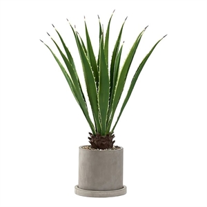 Pemberly Row Contemporary 4' Faux Agave Plant in Grey Marta Planter