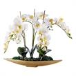 Pemberly Row Contemporary White Real-Touch Orchids in Gold Denver Boat