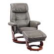 Pemberly Row Contemporary Leather Swivel Recliner with Storage Ottoman