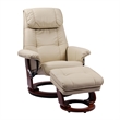 Pemberly Row Contemporary Leather Swivel Recliner with Storage Ottoman
