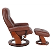 Pemberly Row Contemporary Brown Leather Swivel Recliner with Matching Ottoman