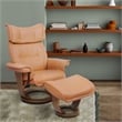 Pemberly Row Contemporary Caramel Leather Swivel Recliner with Matching Ottoman