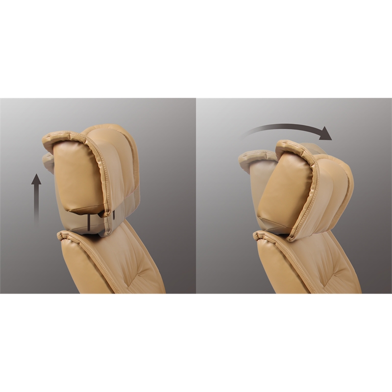 Pemberly Row Contemporary Caramel Leather Swivel Recliner with Matching Ottoman