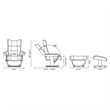 Pemberly Row Contemporary Caramel Leather Swivel Recliner with Matching Ottoman