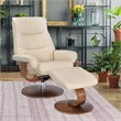 Pemberly Row Contemporary Beige Leather Swivel Recliner with Matching Ottoman