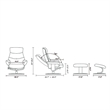 Pemberly Row Contemporary Beige Leather Swivel Recliner with Matching Ottoman