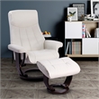 Pemberly Row Contemporary Cream Leather Swivel Recliner with Matching Ottoman