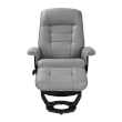 Pemberly Row Contemporary Gray Leather Swivel Recliner with Matching Ottoman