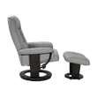 Pemberly Row Contemporary Gray Leather Swivel Recliner with Matching Ottoman