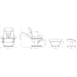 Pemberly Row Contemporary Gray Leather Swivel Recliner with Matching Ottoman