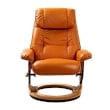 Pemberly Row Contemporary Orange Leather Swivel Recliner with Matching Ottoman