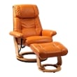 Pemberly Row Contemporary Orange Leather Swivel Recliner with Matching Ottoman
