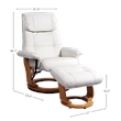 Pemberly Row Contemporary White Leather Swivel Recliner with Matching Ottoman