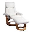 Pemberly Row Contemporary White Leather Swivel Recliner with Matching Ottoman