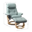 Pemberly Row Contemporary Blue Leather Swivel Recliner with Matching Ottoman
