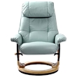 Pemberly Row Contemporary Blue Leather Swivel Recliner with Matching Ottoman