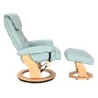 Pemberly Row Contemporary Blue Leather Swivel Recliner with Matching Ottoman
