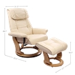 Pemberly Row Contemporary Cream Leather Swivel Recliner with Matching Ottoman