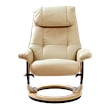 Pemberly Row Contemporary Cream Leather Swivel Recliner with Matching Ottoman
