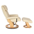 Pemberly Row Contemporary Cream Leather Swivel Recliner with Matching Ottoman