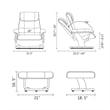 Pemberly Row Contemporary Cream Leather Swivel Recliner with Matching Ottoman