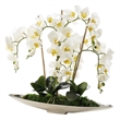 Pemberly Row Contemporary White Real-Touch Orchids in Silver Denver Boat