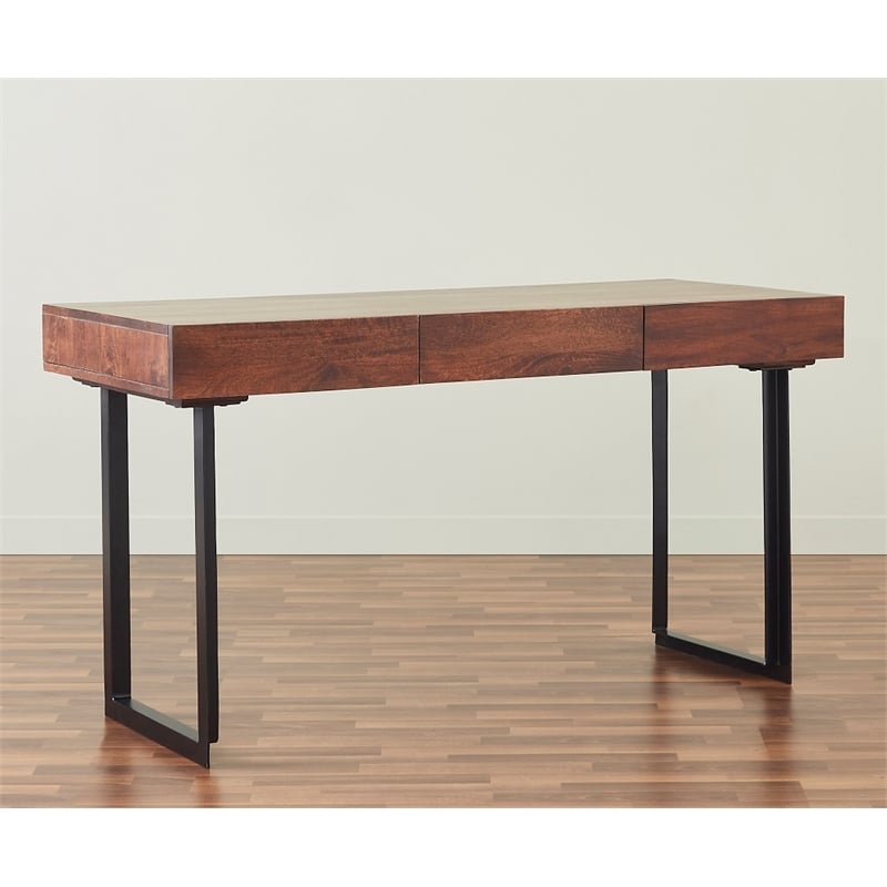 Pemberly Row Contemporary Glide 58-inch Office Writing Desk in Dark Walnut
