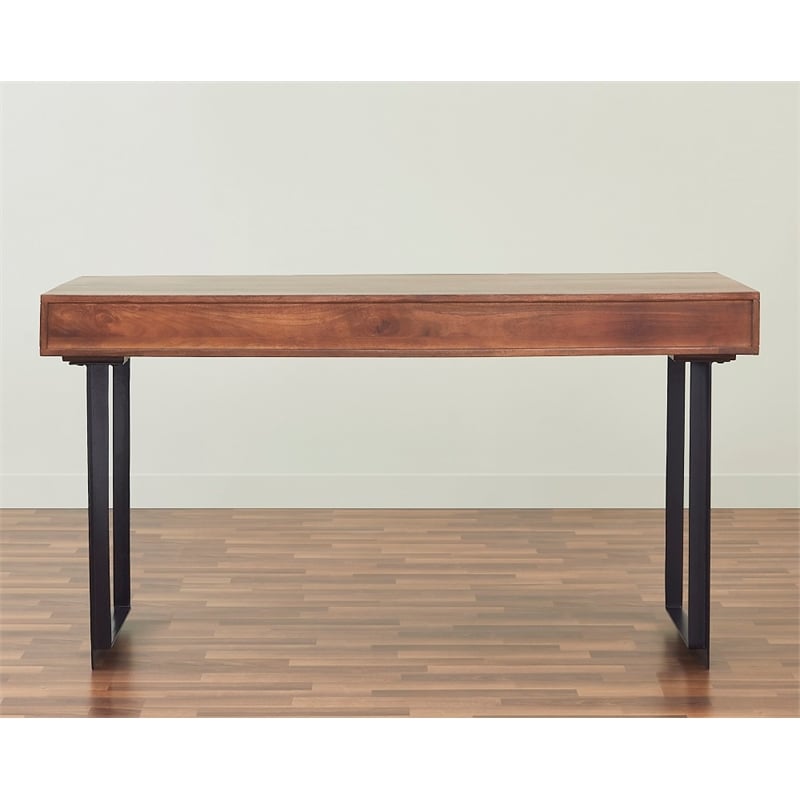 Pemberly Row Contemporary Glide 58-inch Office Writing Desk in Dark Walnut