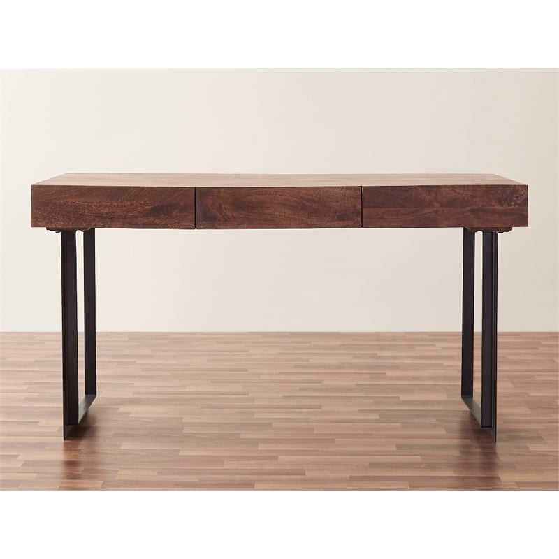 Pemberly Row Contemporary Glide 58-inch Office Writing Desk in Dark Walnut