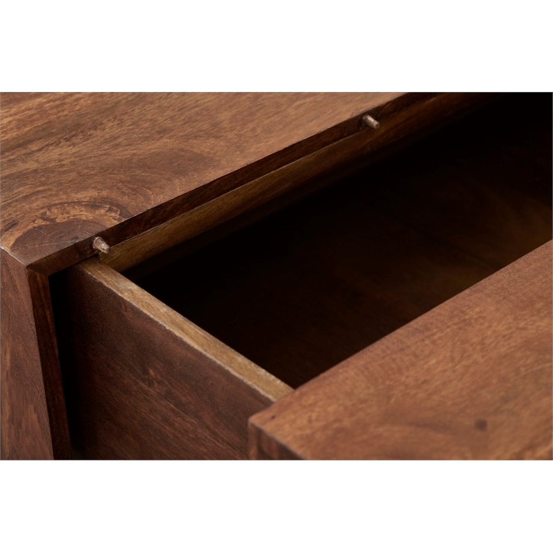 Pemberly Row Contemporary Glide Coffee Table with sliding top in Walnut finish