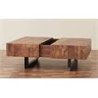 Pemberly Row Contemporary Glide Coffee Table with sliding top in Walnut finish