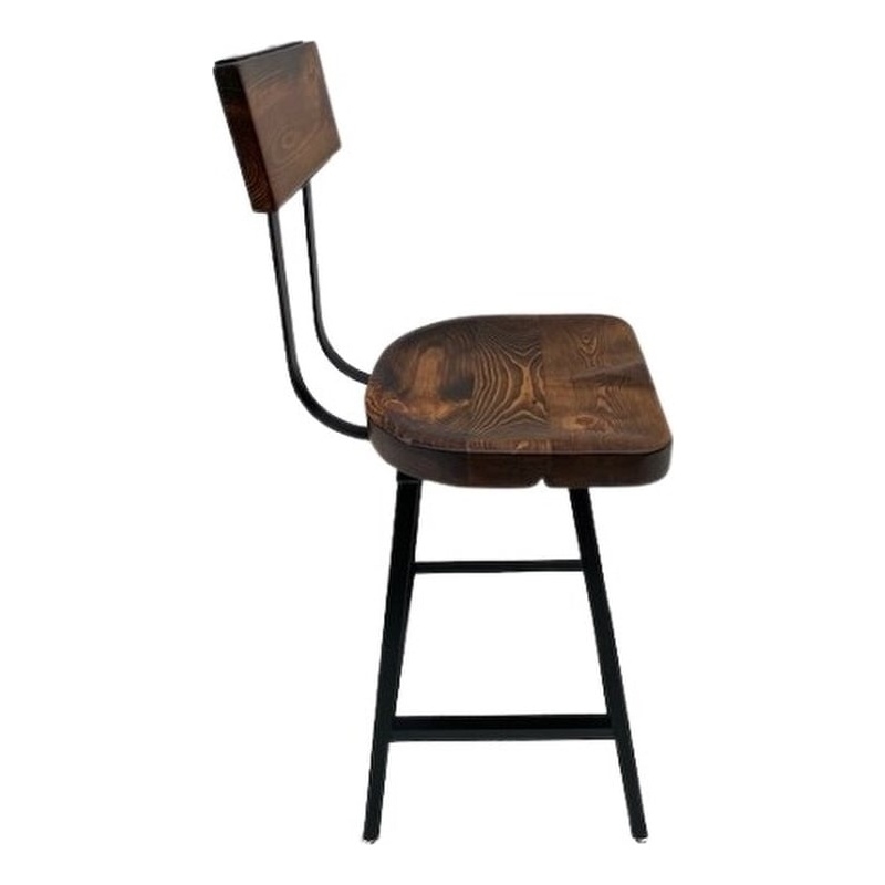 Pemberly Row Farmhouse Scooped Seat Brewster Bar Stool-Swiveling Bar Height