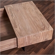 Pemberly Row Contemporary Glide Coffee Table with sliding top in Natural finish