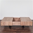 Pemberly Row Contemporary Glide Coffee Table with sliding top in Natural finish
