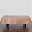 Pemberly Row Contemporary Glide Coffee Table with sliding top in Natural finish