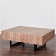 Pemberly Row Contemporary Glide Coffee Table with sliding top in Natural finish