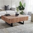 Pemberly Row Contemporary Glide Coffee Table with sliding top in Natural finish